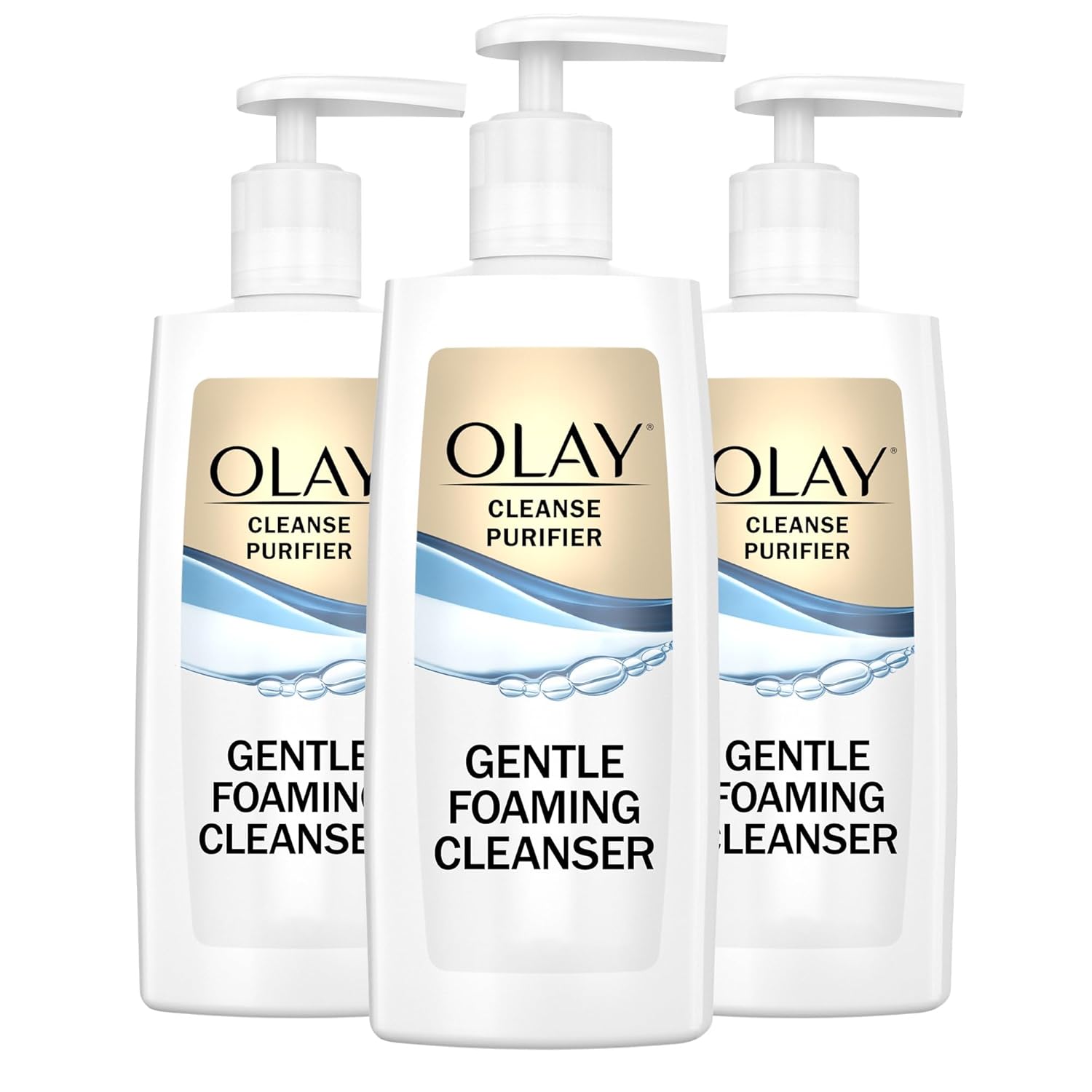 Olay Face Cleanser, Gentle Foaming Face Wash for Sensitive Skin - Fragrance-Free, Oil-Less, Soap-Free, Glycerin-Based Formula, Daily Cleansing without Irritation, 6.7 Oz - 3 Pack-FemmiqueWomen