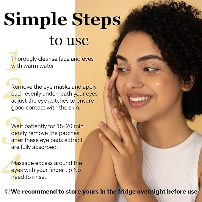 24k Gold Eye Treatment Maks 60PCS Under Eye Patch Cooling Under Eye Pads for Brightening Repairing and Refreshing Your Skin Under Eye Mask, Beauty Skin Care(gold)-FemmiqueWomen