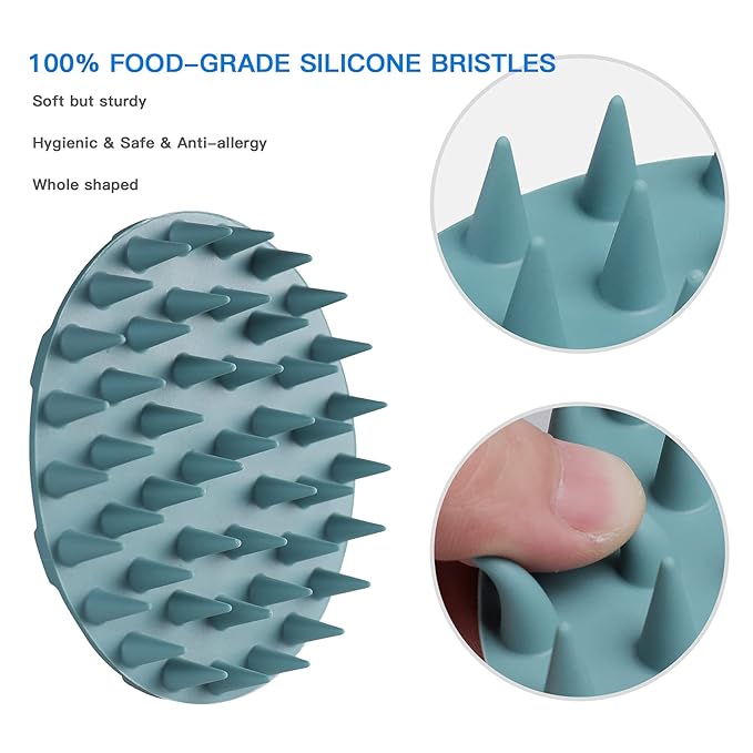 INNERNEED Scalp Massager Shampoo Brush, Wet & Dry Manual Scalp Care Head Scrubber Hair Washing, Soft Silicone Bristles, for Hair Growth, Dandruff Removal (Pack of 4)-FemmiqueWomen