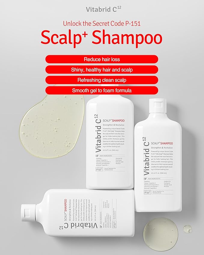 Scalp+ Shampoo for DHT Blocker, Hair Loss Relief - Moisture Anti-Aging Thickening Volumizing Fortifying & Repairing Hair Strength Fuller Hair with Vitamin C, Peptides, Biotin, 10.14 fl.oz.-FemmiqueWomen