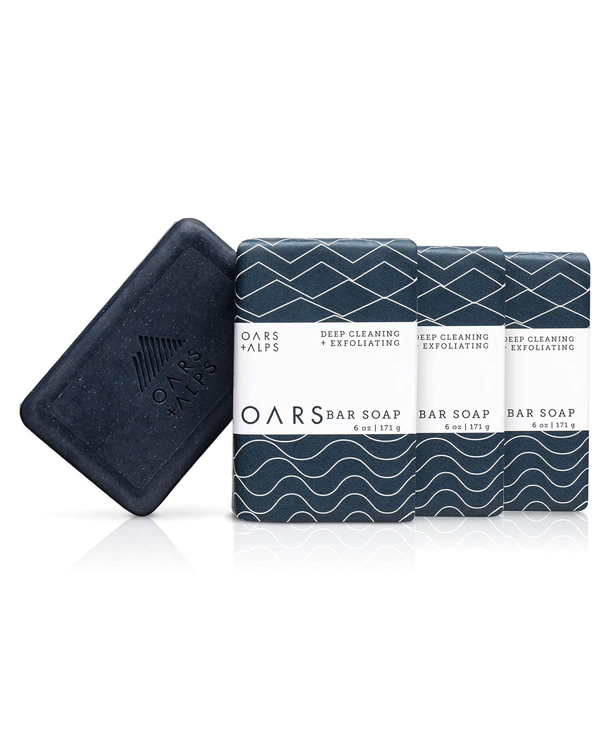 Oars + Alps Blue Charcoal Exfoliating Men's Bar Soap, Dermatologist Tested and Made with Clean Ingredients, Travel Size, 3 Pack, 6 Oz Each-FemmiqueWomen