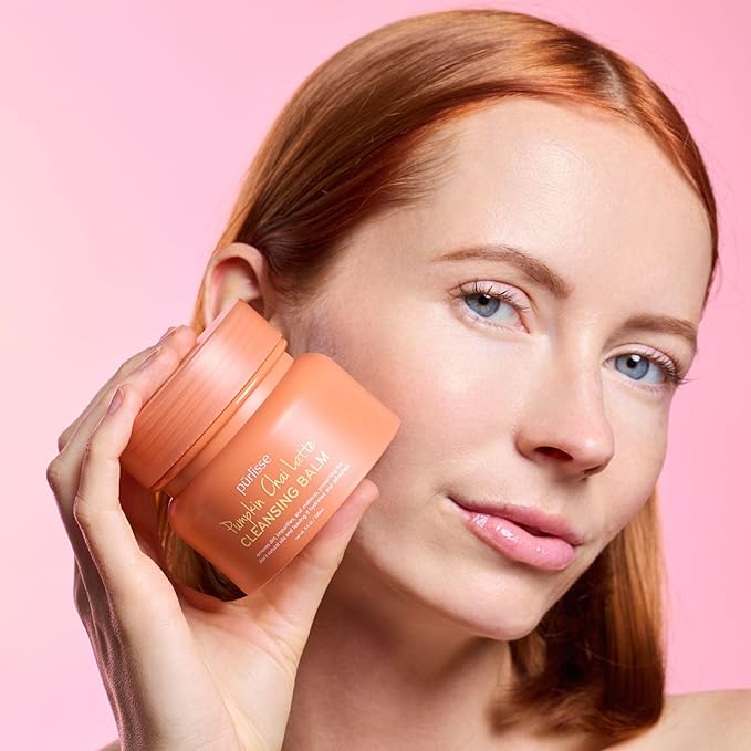 pūrlisse Pumpkin Chai Latte Cleansing Balm - Hydrating Facial Cleanser Enriched with Pumpkin, Chai & Soy Milk - Makeup Remover Balm & Gentle Face Wash for Women & Men (3.4 oz)-FemmiqueWomen