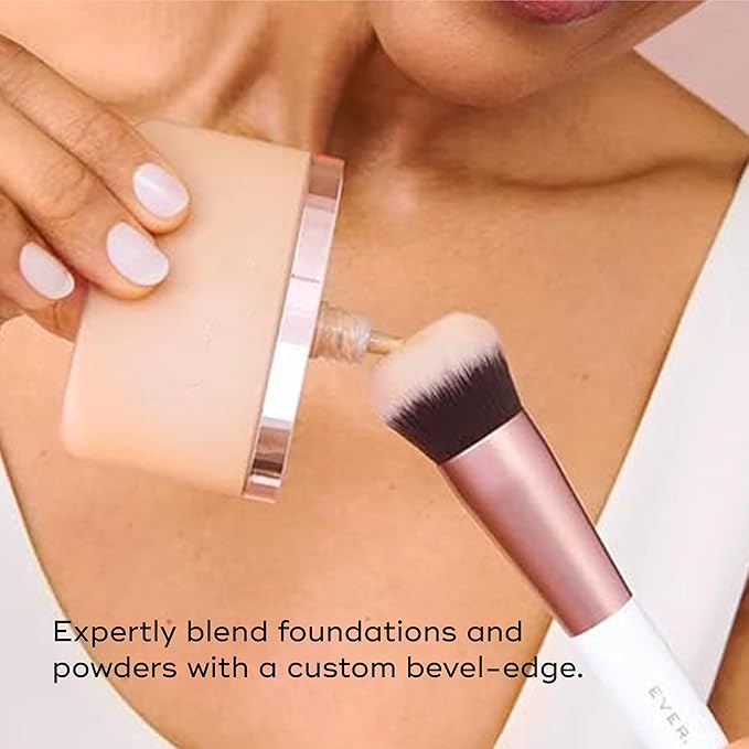 EVER Foundation Brush, Professional Face Makeup Brushes for Liquid and Powder Foundation, Contoured Foundation Brush, Vegan and Cruelty-Free-FemmiqueWomen
