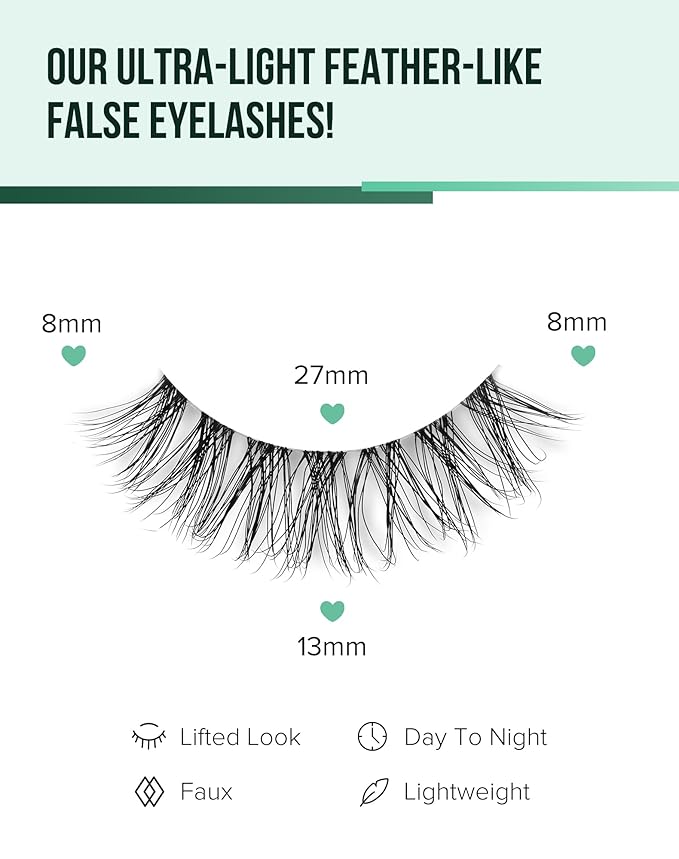 Wispy lashes natural look false eyelashes C curl fake lashes 3d Fluffy eye lashes clear band lashes Pack 7 Pairs-FemmiqueWomen