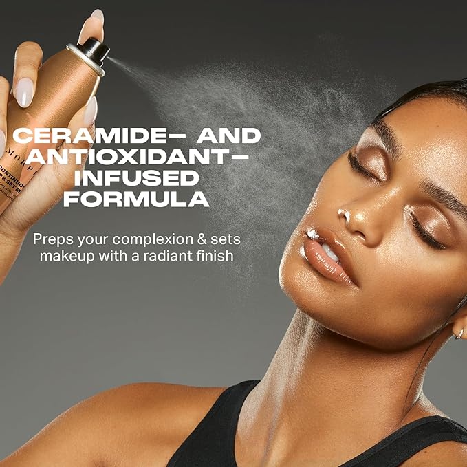 Morphe Mini Continuous Prep & Set Setting Spray - Travel Size Setting Spray for Makeup - Micro-Fine Face Mist Enriched with Ceramides to Help Hydrate, Nourish & Strengthen Skin Barrier (1.3 oz)-FemmiqueWomen