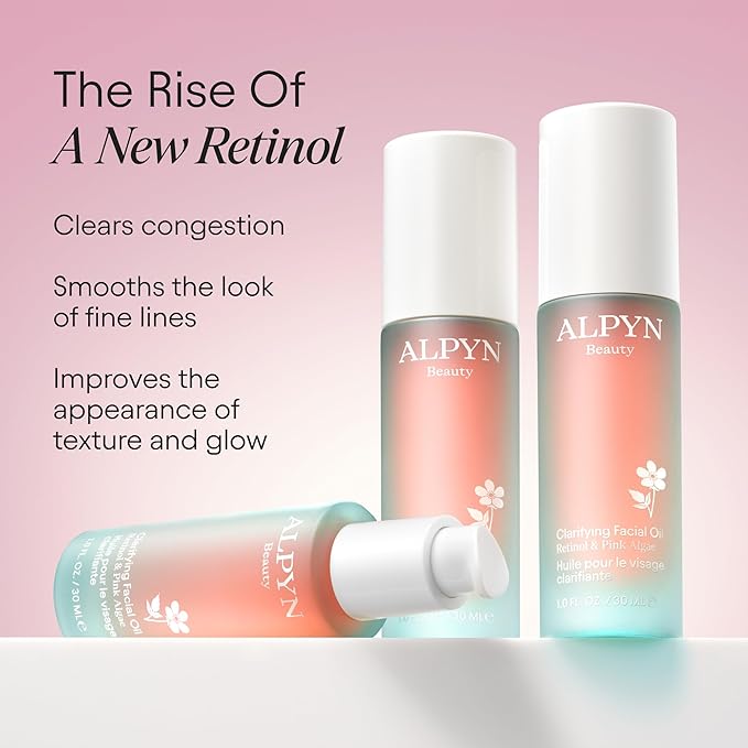 ALPYN Clarifying Facial Oil with Retinol & Pink Algae | Clear Congestion, Smooth Fine Lines, Improve Texture & Glow | 1 Fl Oz / 30 ml-FemmiqueWomen