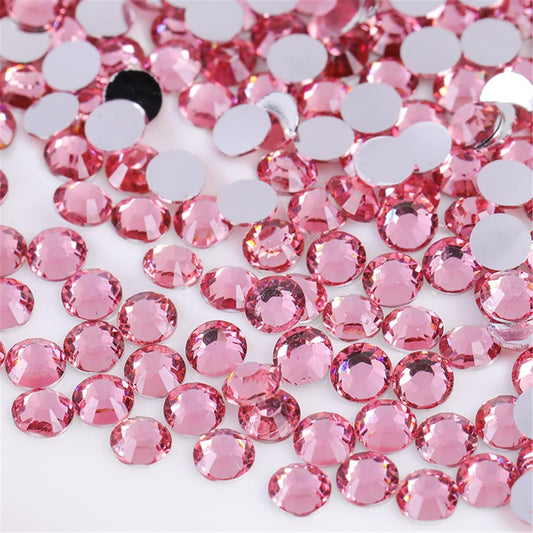 3000 Pieces SS12 3mm Flatback Rhinestones Clear Glass Round Gems Crystals for Nail Art DIY Crafts Clothes Shoes Bags （Pink）-FemmiqueWomen
