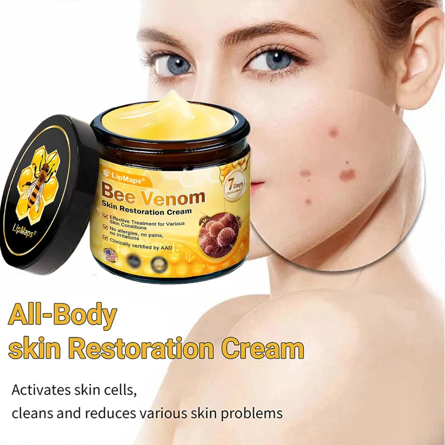LipMaps Bee Venom skin Restoration Cream,Bee Venom Skin Treatment Cream,Deeply Moisturizing and Firming for All skin Types(3PCS)-FemmiqueWomen