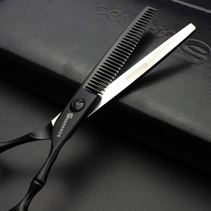 SHARONDS 6/7 Inch Professional 440C Hair Cutting Scissor Salon Hairdressing Thinning Shears Perfect for Barber and Home Use (6 in tooth)