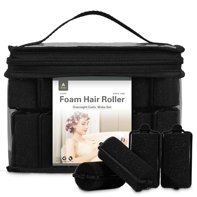 36 Pieces Soft Foam Hair Curlers - Flexible Sleeping Curlers for Hair Styling (1.2inch, Black)-FemmiqueWomen