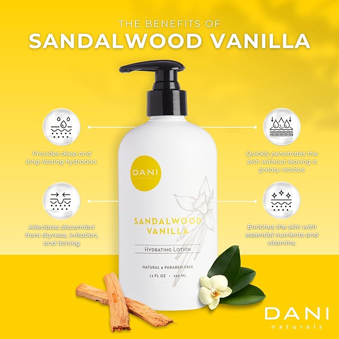 Naturals Hand & Body Lotion - Warm Sandalwood Vanilla Scented Aromatherapy Moisturizer, Deep Hydration for Dry & Dull Skin with Shea Butter, Aloe Vera, & Vitamin E, Cruelty-Free & Vegan, 12 Oz-FemmiqueWomen