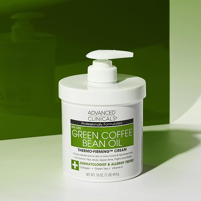 Advanced Clinicals Green Coffee Bean Thermo Firming Body Cream | Anti Cellulite Cream | Caffeine Body Lotion Moisturizer To Firm, Tighten, & Hydrate Look Of Legs, Arms, Tummy, Butt, & Thighs, 16 Oz-FemmiqueWomen