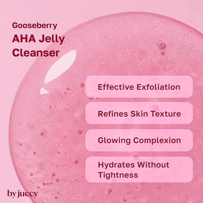 By Juccy Gooseberry AHA Jelly Cleanser | Gentle & Hydrating | Low PH | Glycolic Acid, Indian Gooseberry, Sea Buckthorn | Exfoliates Dead Skin CellsㅣKorean Face Wash | Korean Skin Care | 4.05 Fl.oz-FemmiqueWomen