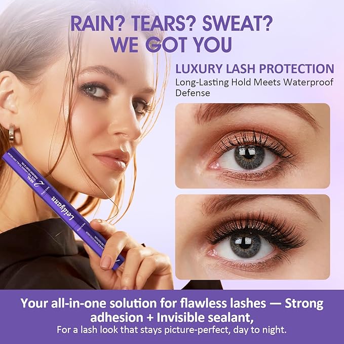 Eyelash Glue and Lash Bond & Seal, 72H Waterproof Cluster Lash Glue for Eyelash Extensions, Long-Lasting & Non-Irritating, 2-in-1 Bond and Seal for Lash Clusters-FemmiqueWomen