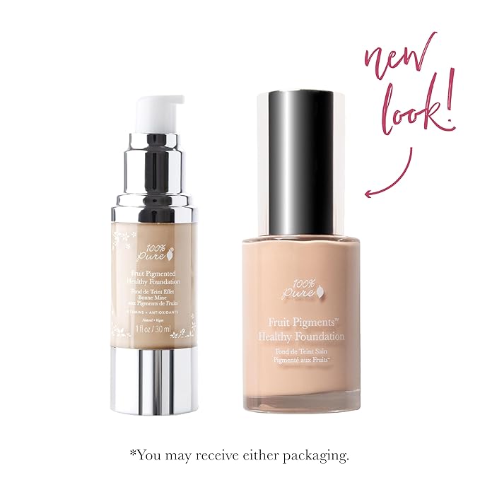 100% PURE Healthy Foundation Full Face Coverage Makeup, Liquid Matte Finish with Anti-Aging Benefits - Vegan Gorgeous Fruit Pigmented White Peach Color (Light with Warm Undertone) - 1 Fl Oz-FemmiqueWomen