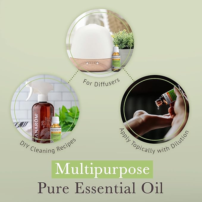 Pranarom USDA Certified Organic Peppermint Essential Oil (30ml), 100% Pure Undiluted Therapeutic Grade from India for Aromatherapy, Diffuser, Topical, Cooling, Massage & Relaxation-FemmiqueWomen