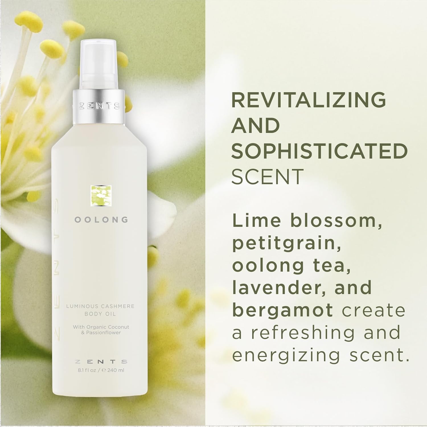 Zents Luminous Cashmere Body Oil (Anjou Fragrance) | Moisturizing Body Oil with Vitamin E & Organic Coconut Oil | Softens & Smooths Skin | 8 fl oz-FemmiqueWomen