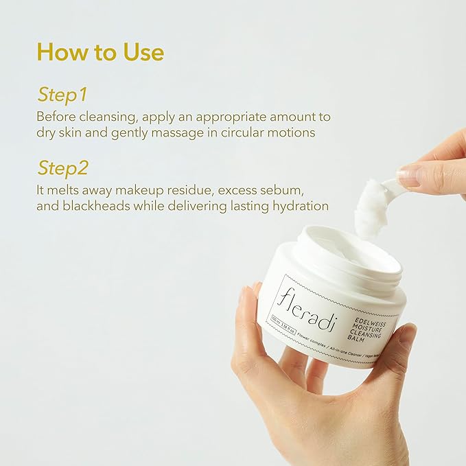 Edelweiss Cleansing Balm – Vegan Makeup Remover and Face Cleanser with Natural Flower Extracts. Korean Skincare, No Parabens or Sulfates (3.38 fl oz)-FemmiqueWomen