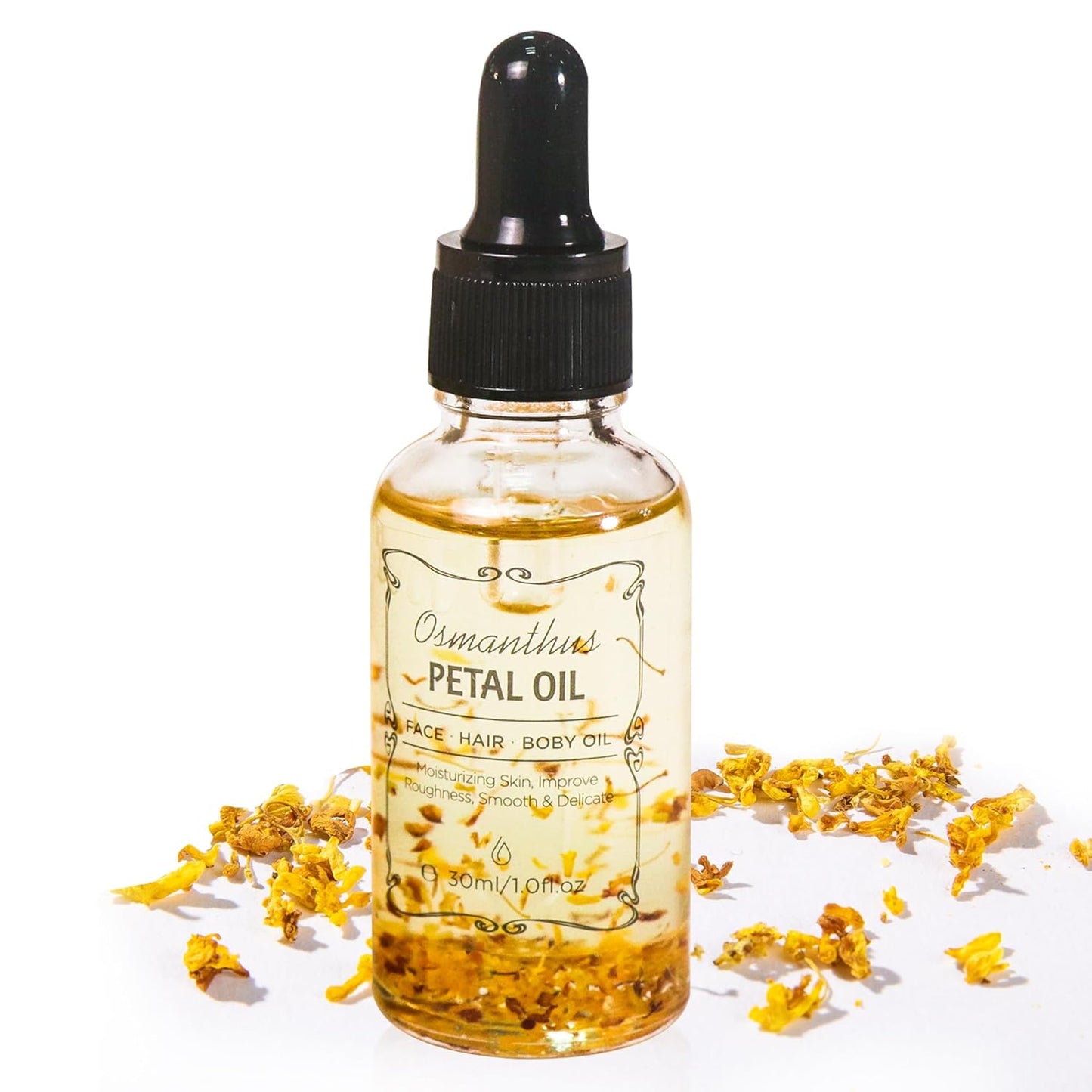 Osmanthus Essential Oil with Flower Petal, Sunflower Seed, Olive Fruit Natural Massage Oils for Nails, Hair, Body, Face Moisturizing Skincare Oil Serum Dry Hair Strengthening Treatment All Types 30ml-FemmiqueWomen