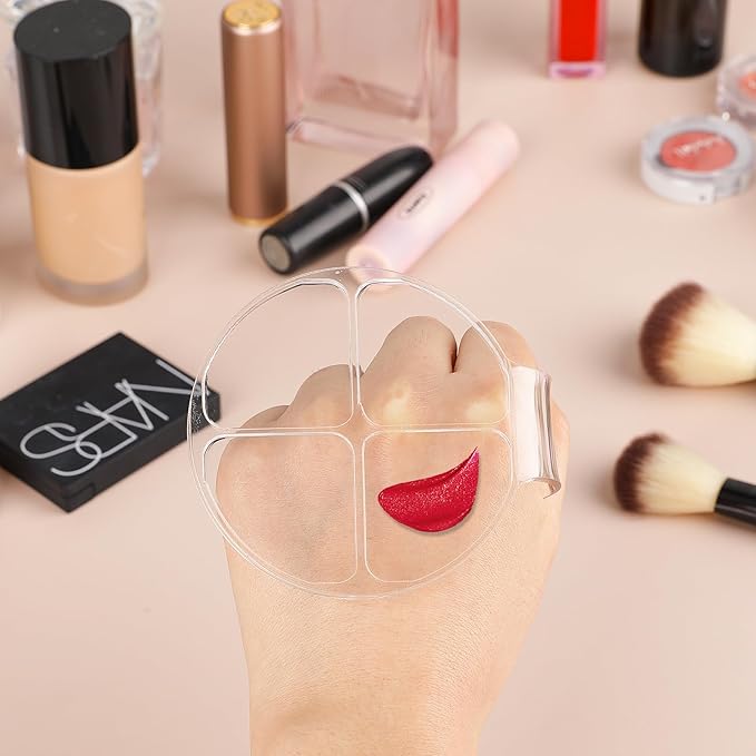 2 Pcs Makeup Hand Palette Foundation Palette Foundation Mixing Palette Hand-Held Nail Art Manicure Palette Clear Makeup Palette for Mixing Foundation Eye Shadow Nail Art-FemmiqueWomen