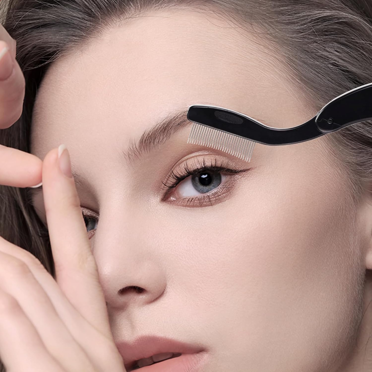 Eyelash Comb MSQ Eyelash Separator Tool Eyelash Comb Separator Folding Eyelash Brush Separator Lash Comb for Eyelash Makeup Brush (Black)-FemmiqueWomen