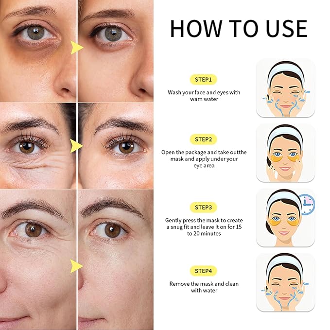 30 Pairs Under Eye Patches for Puffy Eyes, 24k Gold Under Eye Mask, Gel Crystal Collagen Eye Masks for Dark Circles and Puffiness,Travel Eye Patches for Reducing Fine Lines,Moisturizing Skin Care Set-FemmiqueWomen