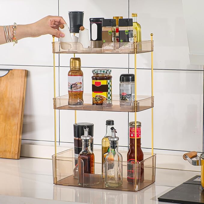 3 Tier Bathroom Countertop Organizer, Makeup Skin Care Organizer, Perfume Tray Vanity Countertop Organizer for Bathroom Countertops-FemmiqueWomen