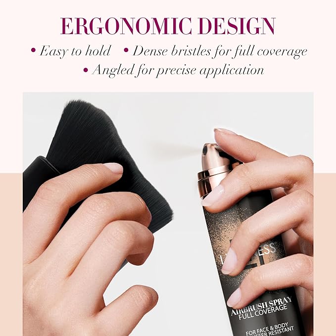 LUMINESS Professional-Grade L500 Buffing Makeup Brush - Angled Make Up Air Brush for Airbrush Spray Foundation - Face Brush for Seamless Buffing & Blending Application, Natural-Looking Finish-FemmiqueWomen