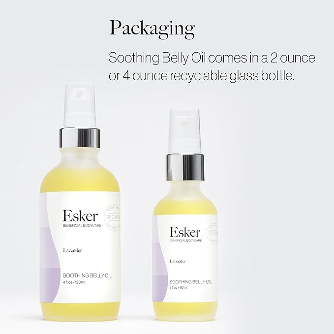 ESKER Natural Soothing Belly Oil | (2.0oz) | Plant-Based Formulated for Pre and Postpartum Skin | Designed to Fade Existing Stretch Marks and Prevent the Formation of New Ones | Cruelty Free-FemmiqueWomen