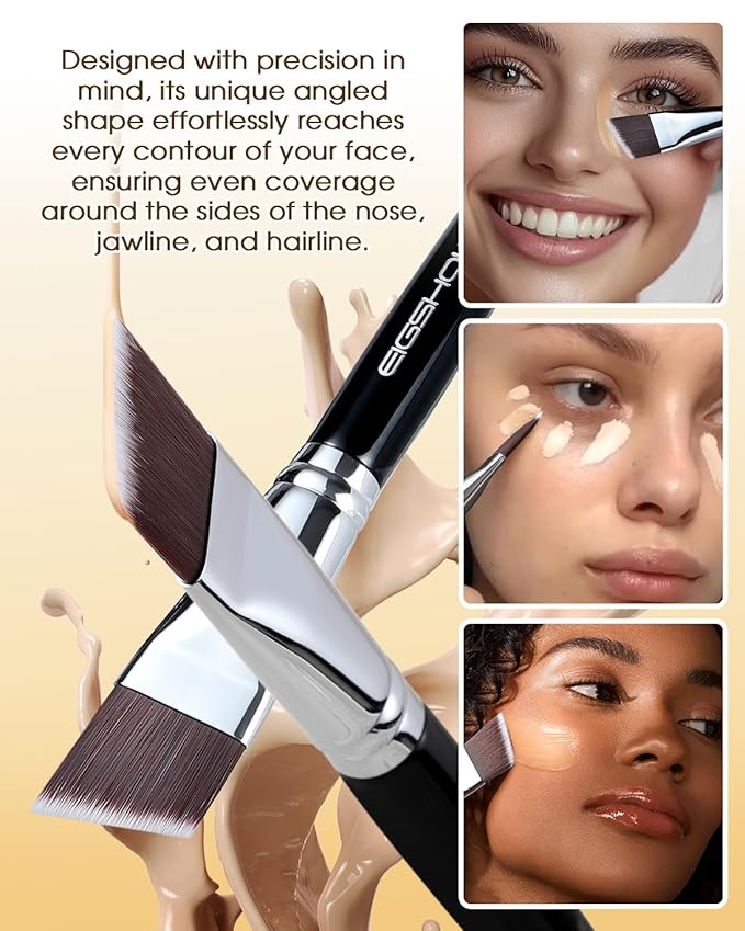 EIGSHOW Angled Flat Foundation Brush, Vegan Synthetic Bristles, Streak Free Application, Face Makeup Brush For Blending Liquid, Cream, Face Mask (E870)-FemmiqueWomen