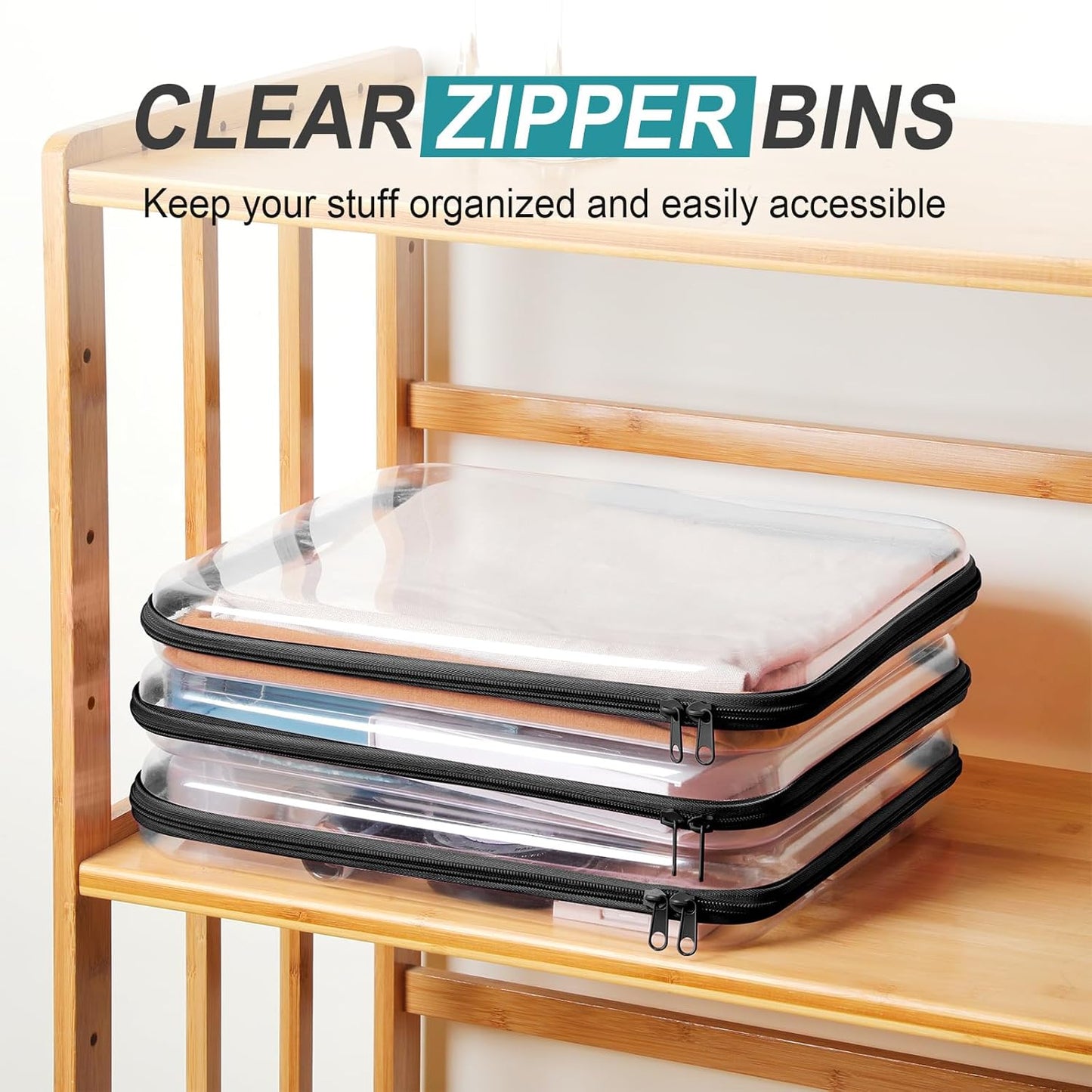 Hoolerry 3 Pcs Clear Hard Zipper Case Plastic Pouch Transparent Hard Case Clear Makeup Bag Portable Travel Organizer Bin for Cosmetics, Building Blocks, Puzzles(Black,L)-FemmiqueWomen