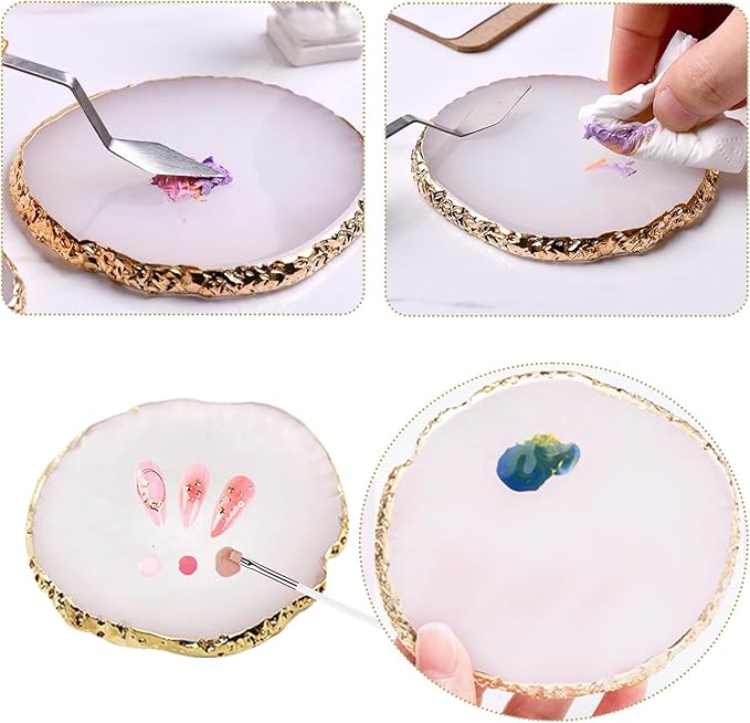 22 Pack Resin Art Palette, Makeup Mixing Palette, Gold Edge Nail Art Tool Gel Design Nail Art Makeup Mixing Tray DIY-FemmiqueWomen