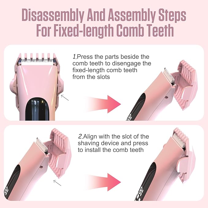 2 in 1 Bikini Trimmer for Women Dual Head Electric Shaver with LED Display,IPX7 Waterproof Wet & Dry, Painless Shaver for Underarm Leg Arm Body Face Private Area Pink-FemmiqueWomen