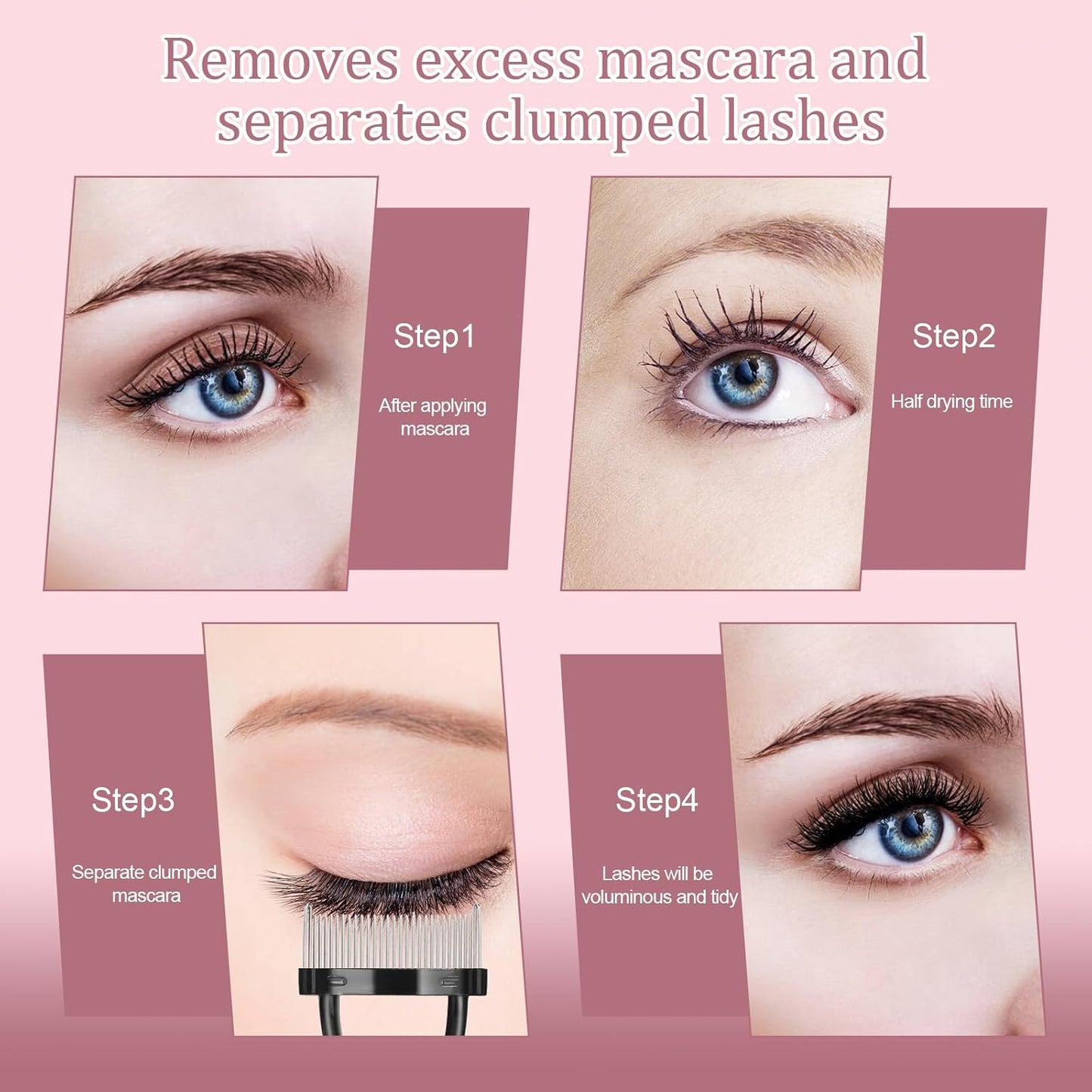 4PCS Eyelash Comb Lash Separator Eyebrow Brush & Brow Spoolie for Removes Clump Mascara-FemmiqueWomen