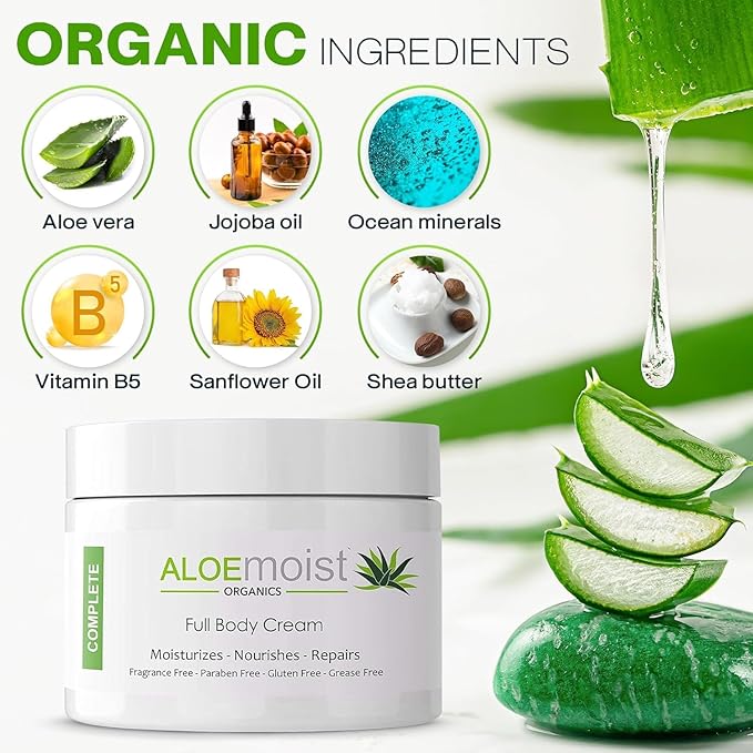 Organic Aloe Vera Lotion - Face & Body Moisturizing Cream with Natural Aloe Vera, Vitamin E Oil, Vitamin C, Retinol Cream, Shea Butter – Anti Aging Face Moisturizer for Women, Dry Skin (2 oz)-FemmiqueWomen