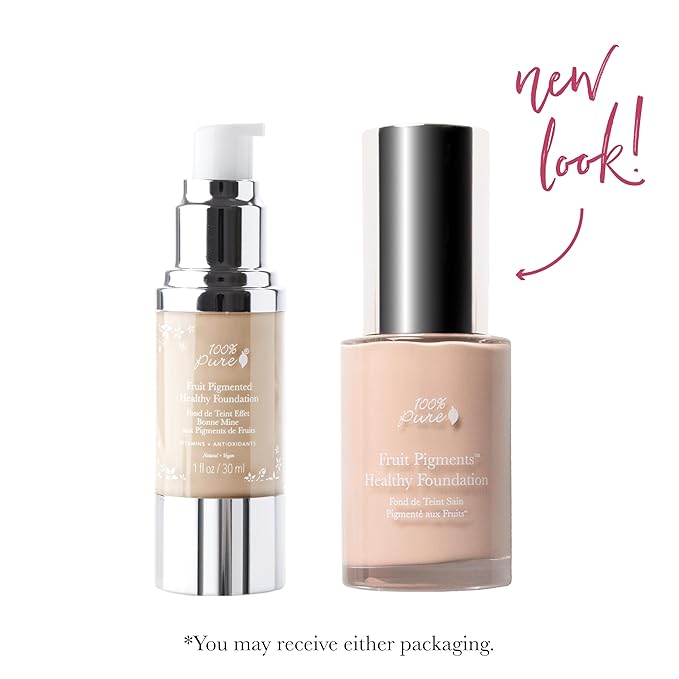 100% PURE Healthy Foundation Full Face Coverage Makeup, Liquid Matte Finish with Anti-Aging Benefits - Vegan - Gorgeous Fruit Pigmented Creme Color - (Fair with Warm Undertones) - 1 Fl Oz-FemmiqueWomen