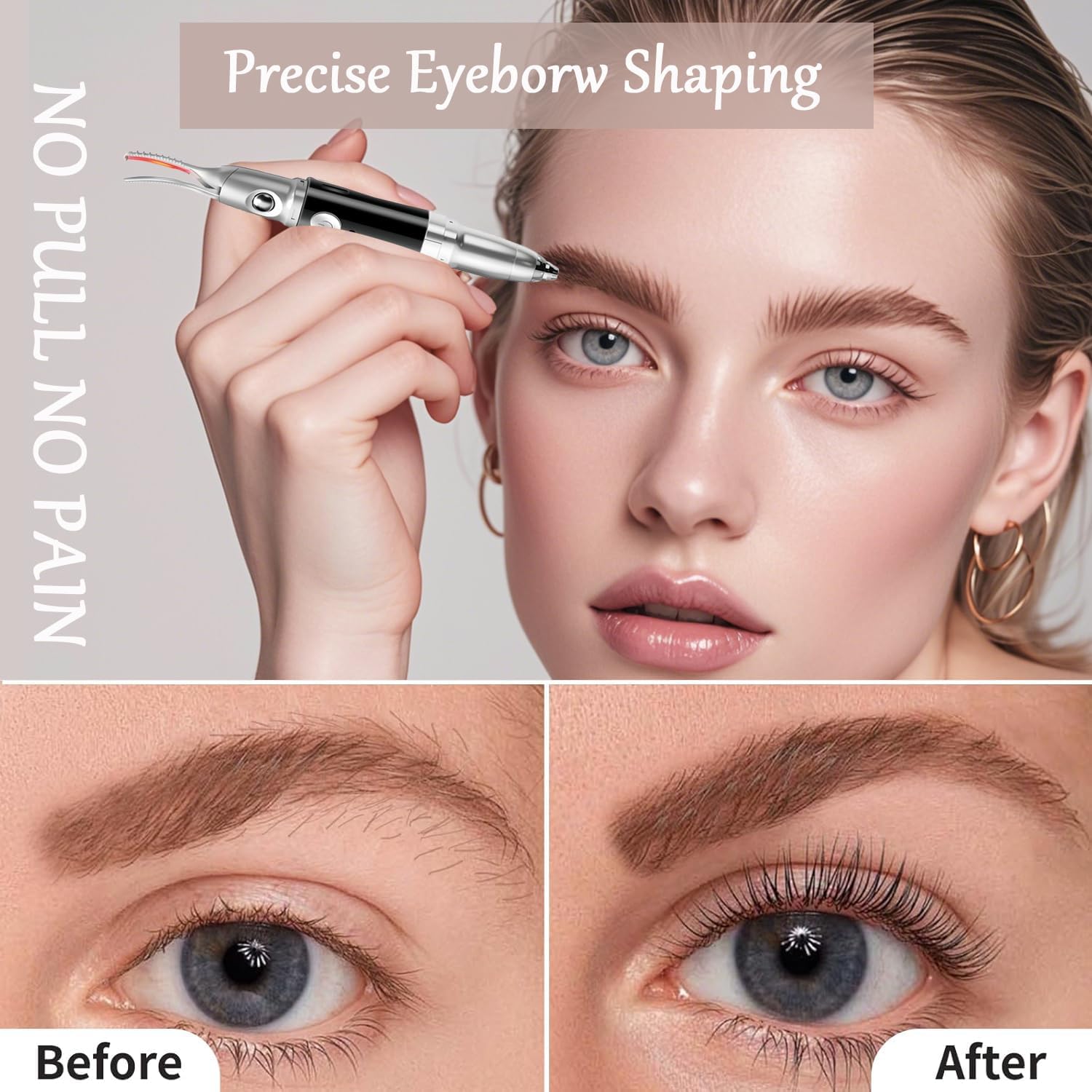 2 in 1 Heated Eyelash Curlers and Eyebrow Trimmer for Women, Electric Eyelash Curler with 2 Temperature Modes Anti-Burn USB Rechargeable Heated Eyelash Curler, Ideal Gift for Women XIN613-FemmiqueWomen