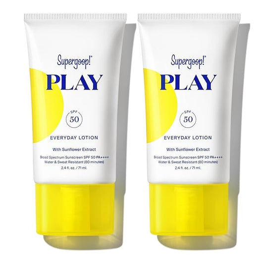 Supergoop! PLAY Everyday Lotion SPF 50 - Broad Spectrum Body & Face Sunscreen - Great for Active Days - Fast Absorbing, Water & Sweat Resistant - 2.4 fl oz - 2 Pack-FemmiqueWomen