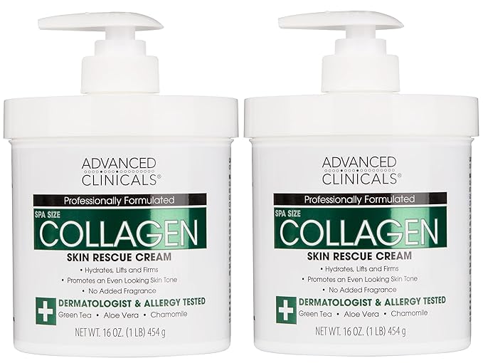 Advanced Clinicals Collagen Cream Body Lotion & Face Moisturizer W/Vitamin E | Skincare Moisturizing Collagen Lotion For Women, Men, Hand, & Neck Improves Look Of Crepey Skin & Uneven Dry Skin, 2pc-FemmiqueWomen