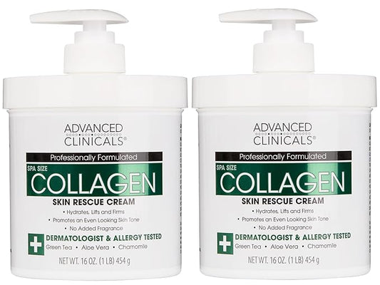 Advanced Clinicals Collagen Cream Body Lotion & Face Moisturizer W/Vitamin E | Skincare Moisturizing Collagen Lotion For Women, Men, Hand, & Neck Improves Look Of Crepey Skin & Uneven Dry Skin, 2pc-FemmiqueWomen