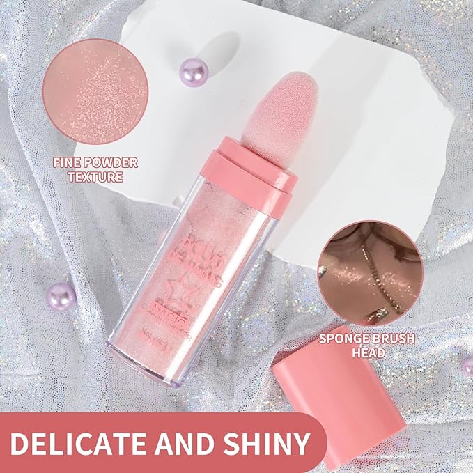 2PCS Polvo De Hadas Fairy Dust Highlight Patting Powder - Full Body Contouring and Clavicle Pearlescent Patting Powder for Face and Eye, Christmas Sparkling Body Glitter (#01 White & #02 Pink)-FemmiqueWomen