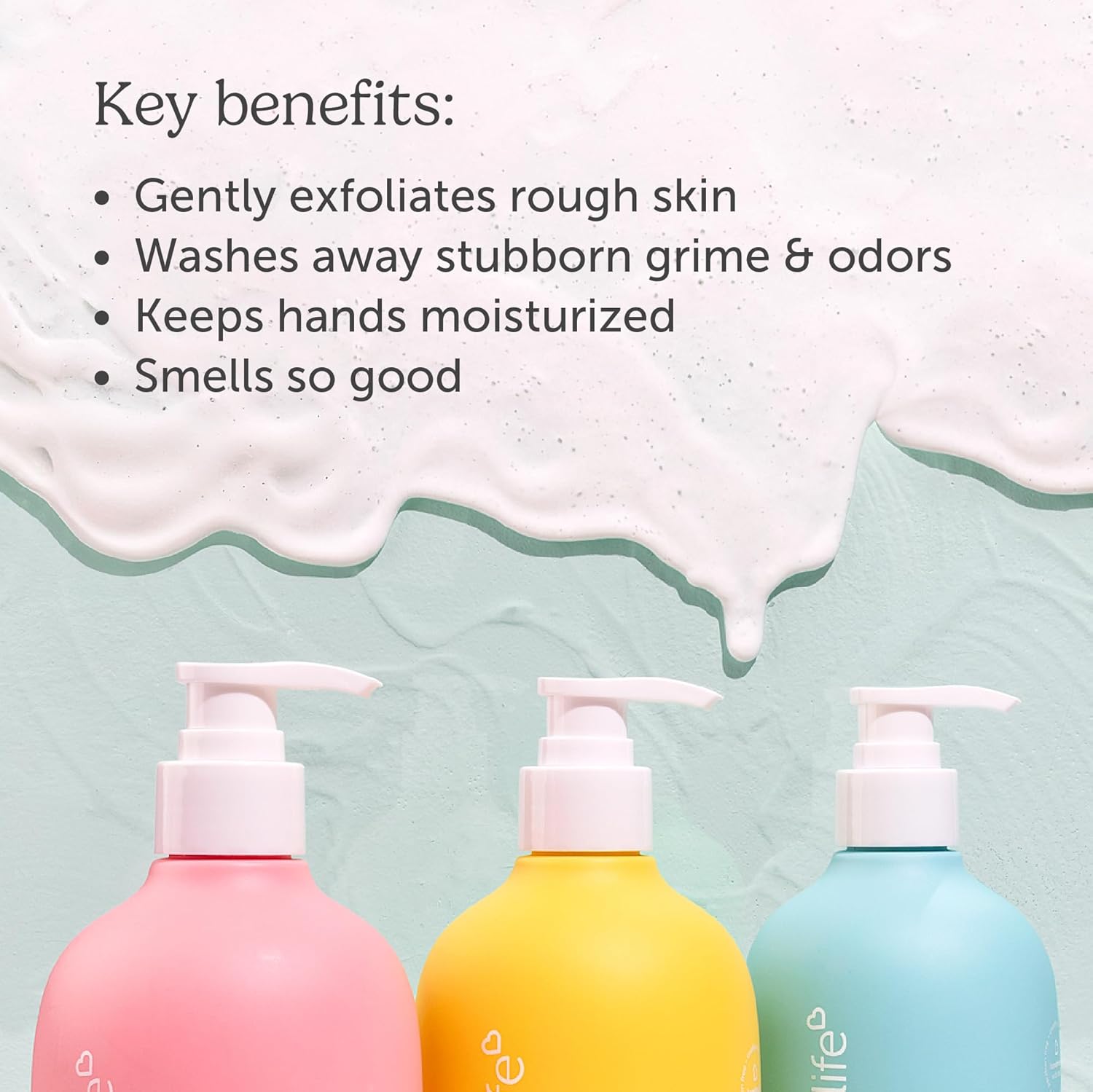 Nectar Life Exfoliating & Moisturizing Hand Wash, Volcanic Pumice for Hand Scrub, Shea Butter Softens Hands, Clean Vegan Ingredients. Ocean Breeze Scent-FemmiqueWomen