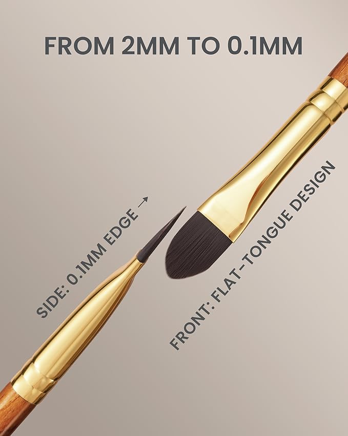 Desert Oak Series Liquid-Sculpt Pro Concealer Brush - Wide Teardrop Head for Under Eyes & Redness, Bubinga Wood, Brass Ferrule (CM 194)-FemmiqueWomen