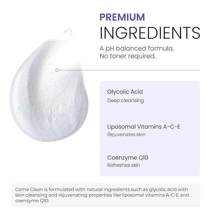 Gentle Exfoliating Face Wash  AHA BHA Cleanser for Oily & Sensitive Skin - Unclogs Pores- Smooths Texture- Soothes Irritation Anti Aging Face Cleanser (4 oz)