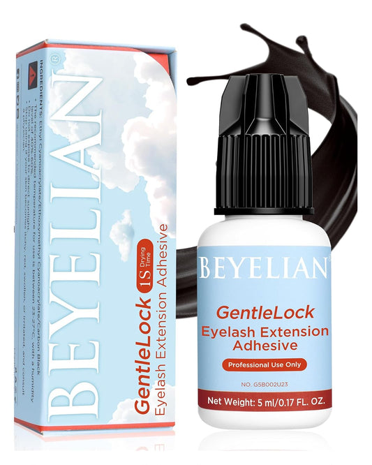 BEYELIAN Sensitive Eyelash Extension Glue, 1 Sec Dry Lash Extension Glue No Irritation Waterproof Long Lasting Strong Hold Adhesive Professional Use Only 0.17fl.oz/5ml (B02)-FemmiqueWomen