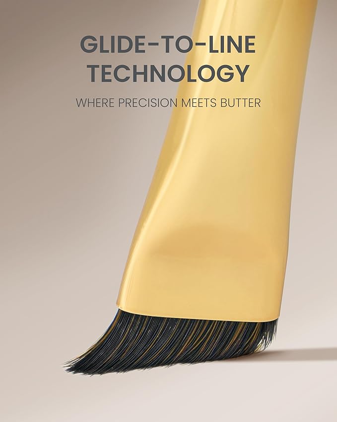 Desert Oak Series MicroBlade Angled Brow Brush - 11mm Ultra-Fine Nylon Bristles for 1mm Hair Strokes, Pomade/Gel/Powder Application, Bubinga & Brass (CM 190)-FemmiqueWomen