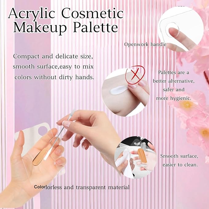 2 Pcs Acrylic Cosmetic Makeup Palette with 2 Pcs Makeup Spatula,Foundation Palette,Makeup Mixing Palette for Foundation Eye Shadow Lipsticks Nail Art-FemmiqueWomen