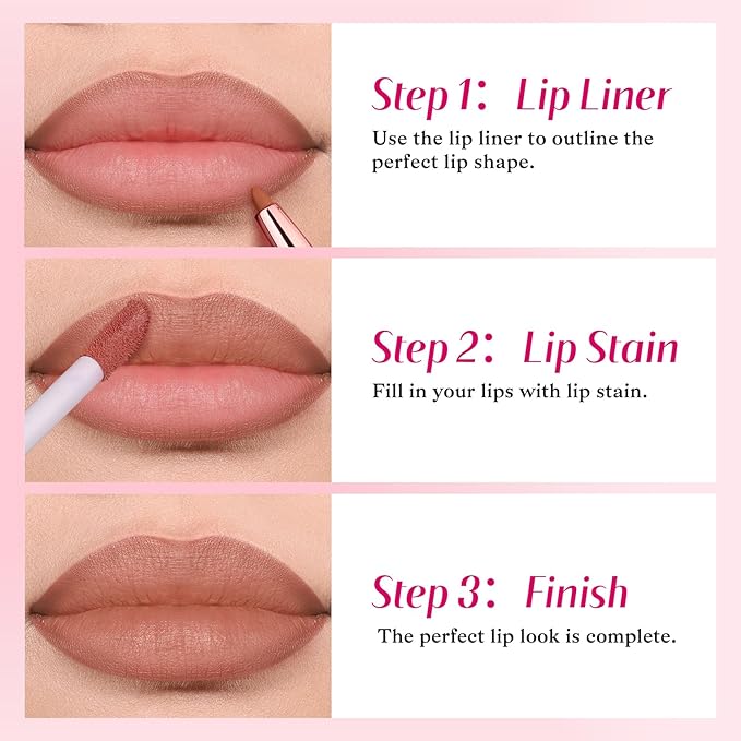 2-IN-1 Lip Liner and Lip Stain, High Pigmented Long Lasting Velvet Lip Tint, Well-Defined Lipliner, Weightless Waterproof Not Animal Tested, Matte Finish Makeup-FemmiqueWomen
