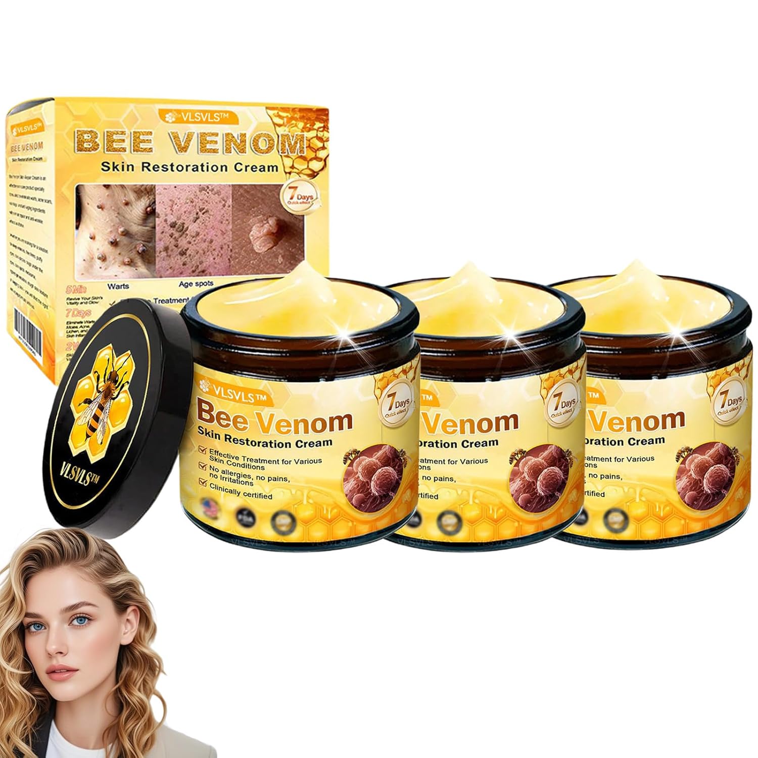 LipMaps Bee Venom skin Restoration Cream,Bee Venom Skin Treatment Cream,Deeply Moisturizing and Firming for All skin Types(3PCS)-FemmiqueWomen