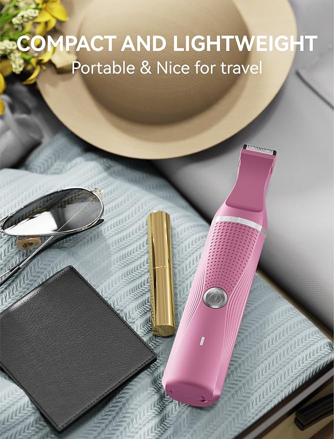 3-in-1 Electric Razor for Women - Waterproof Bikini Trimmer,Rechargeable Electric Shaver for Lady,Pubic Hair Trimmer Women,Personal Trimmer Groomer for Body Hair (Rose Red, RR-1)-FemmiqueWomen